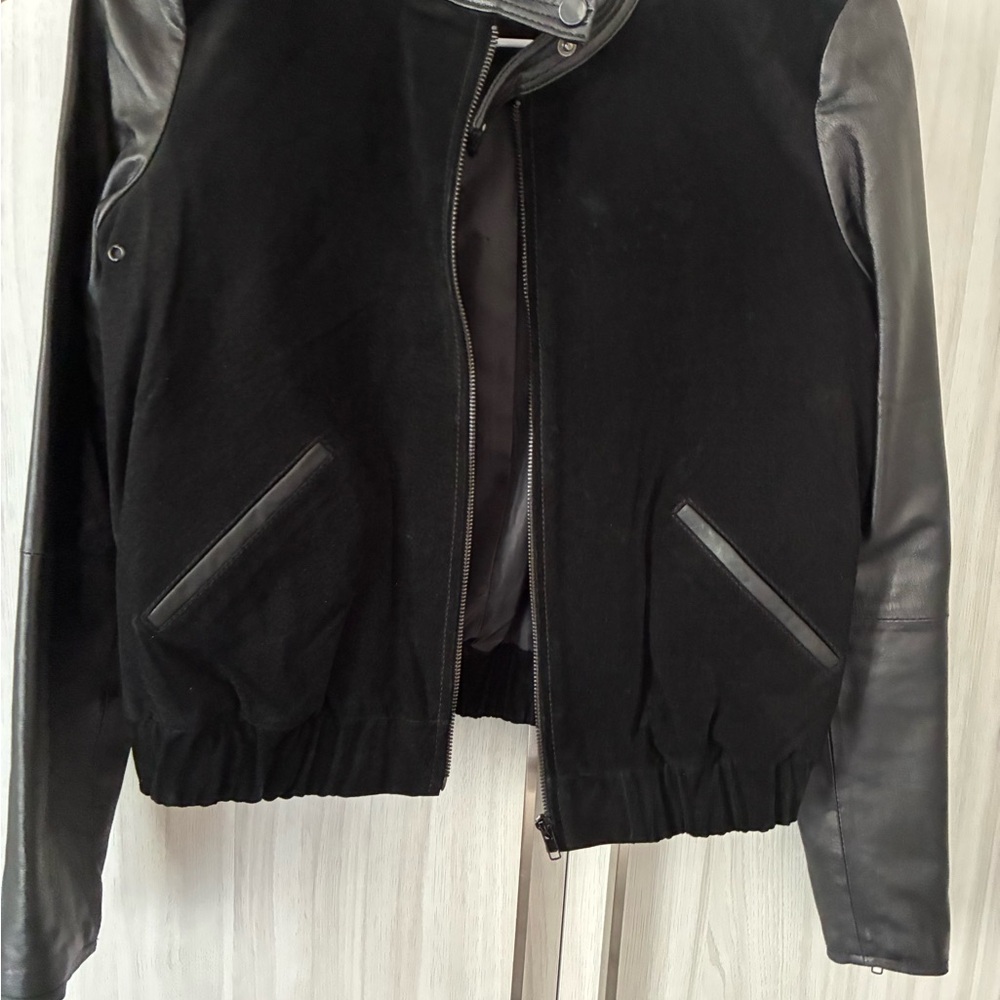 Mango Black Leather and Suede Jacket
